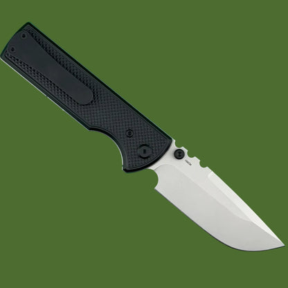 Chaves Blue Label NTAK Liner Lock Black Knurled Aluminum Handles Black Hardware (Stonewash Drop Point)