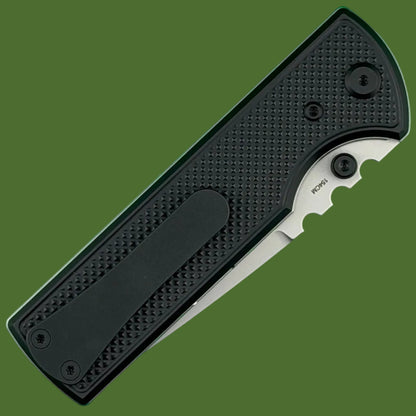 Chaves Blue Label NTAK Liner Lock Black Knurled Aluminum Handles Black Hardware (Stonewash Drop Point)