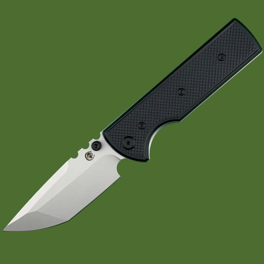 Chaves Blue Label NTAK Liner Lock Black Knurled Aluminum Handles Black Hardware (Stonewash Tanto)