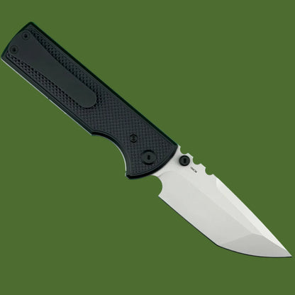 Chaves Blue Label NTAK Liner Lock Black Knurled Aluminum Handles Black Hardware (Stonewash Tanto)
