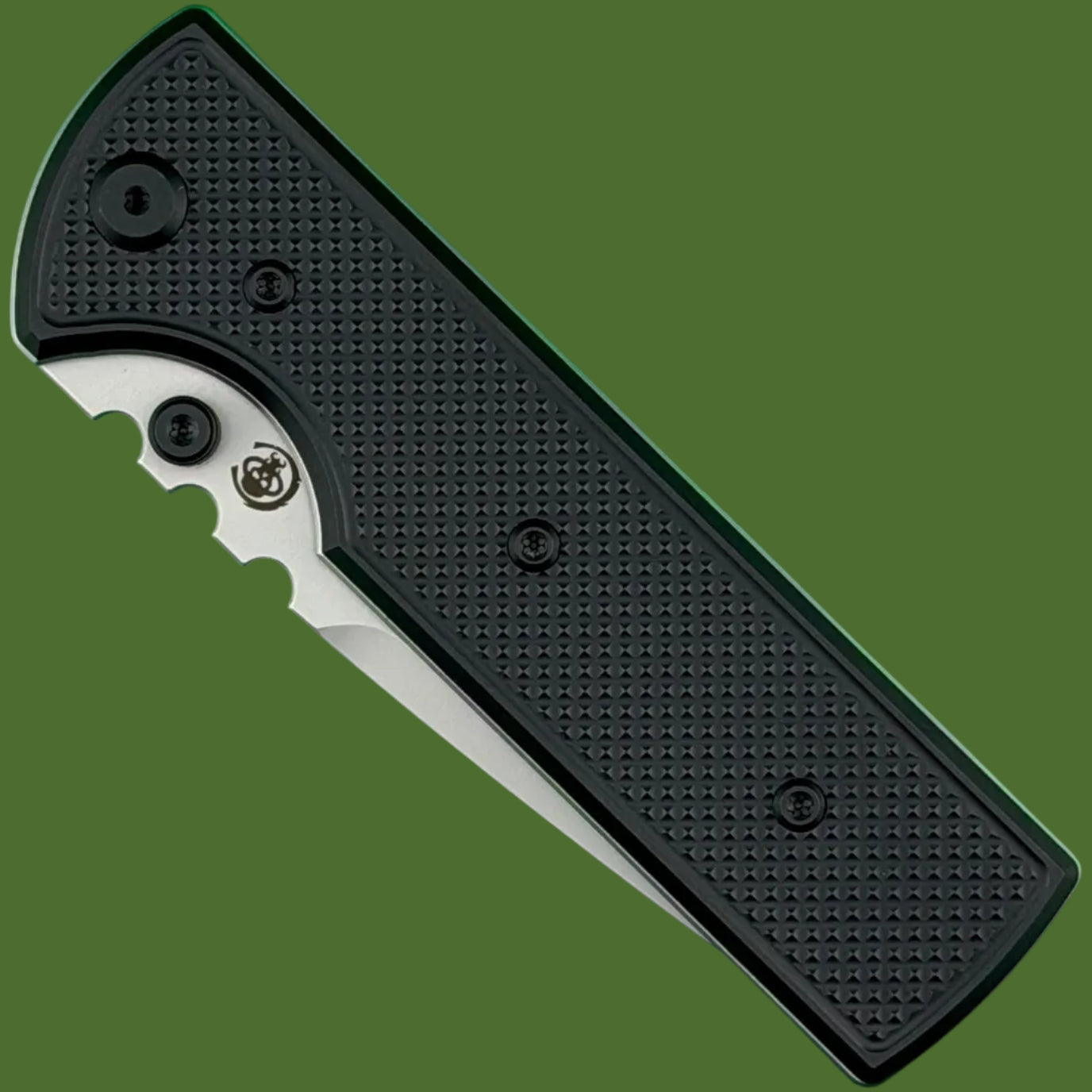 Chaves Blue Label NTAK Liner Lock Black Knurled Aluminum Handles Black Hardware (Stonewash Tanto)
