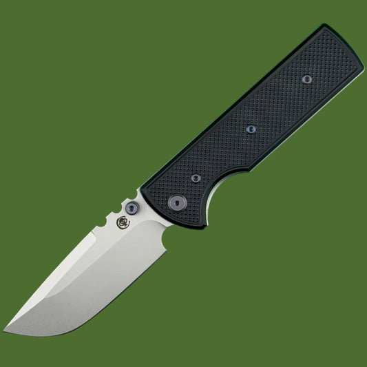 Chaves Blue Label NTAK Liner Lock Black Knurled Aluminum Handles Purple Hardware (Stonewash Drop Point)
