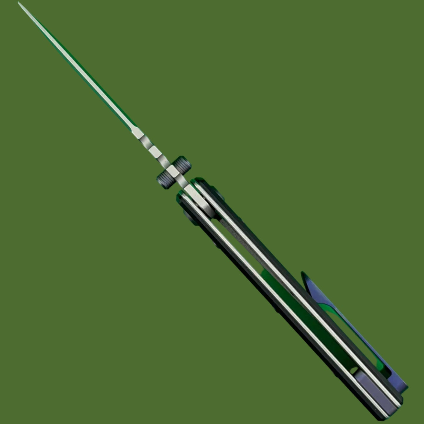 Chaves Blue Label NTAK Liner Lock Black Knurled Aluminum Handles Purple Hardware (Stonewash Drop Point)