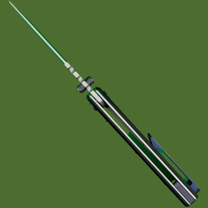 Chaves Blue Label NTAK Liner Lock Black Knurled Aluminum Handles Purple Hardware (Stonewash Drop Point)