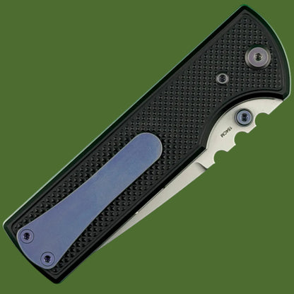 Chaves Blue Label NTAK Liner Lock Black Knurled Aluminum Handles Purple Hardware (Stonewash Drop Point)