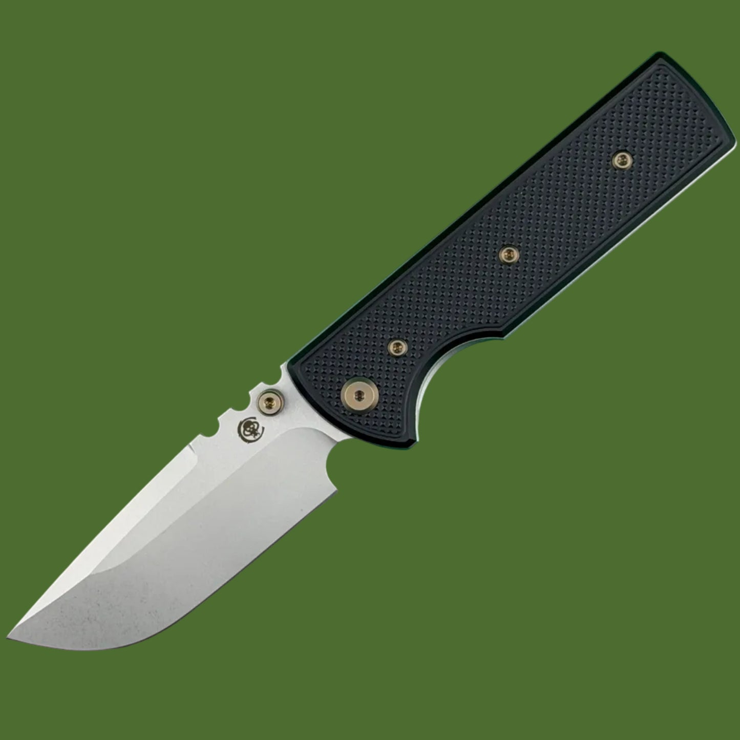 Chaves Blue Label NTAK Liner Lock Black Knurled Aluminum Handles Bronze Hardware (Stonewash Drop Point)