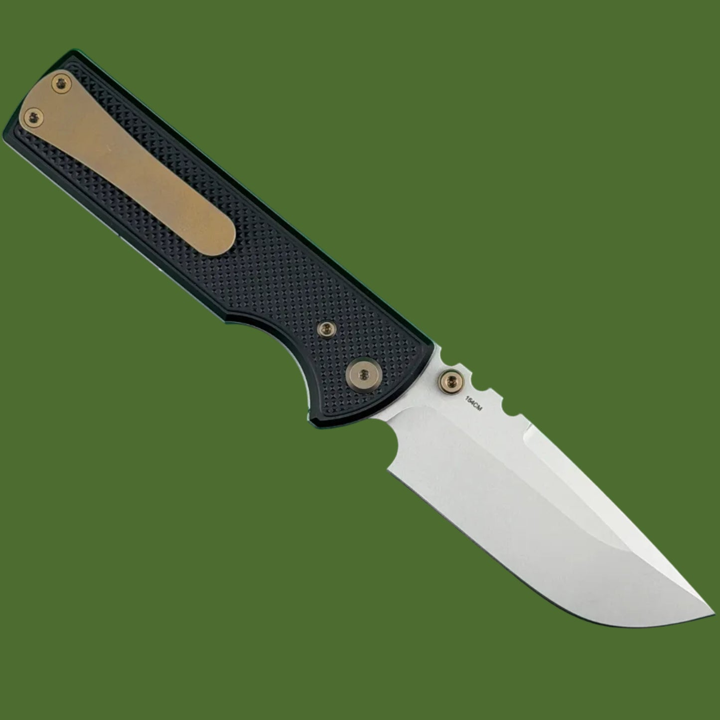 Chaves Blue Label NTAK Liner Lock Black Knurled Aluminum Handles Bronze Hardware (Stonewash Drop Point)