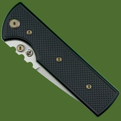 Chaves Blue Label NTAK Liner Lock Black Knurled Aluminum Handles Bronze Hardware (Stonewash Drop Point)