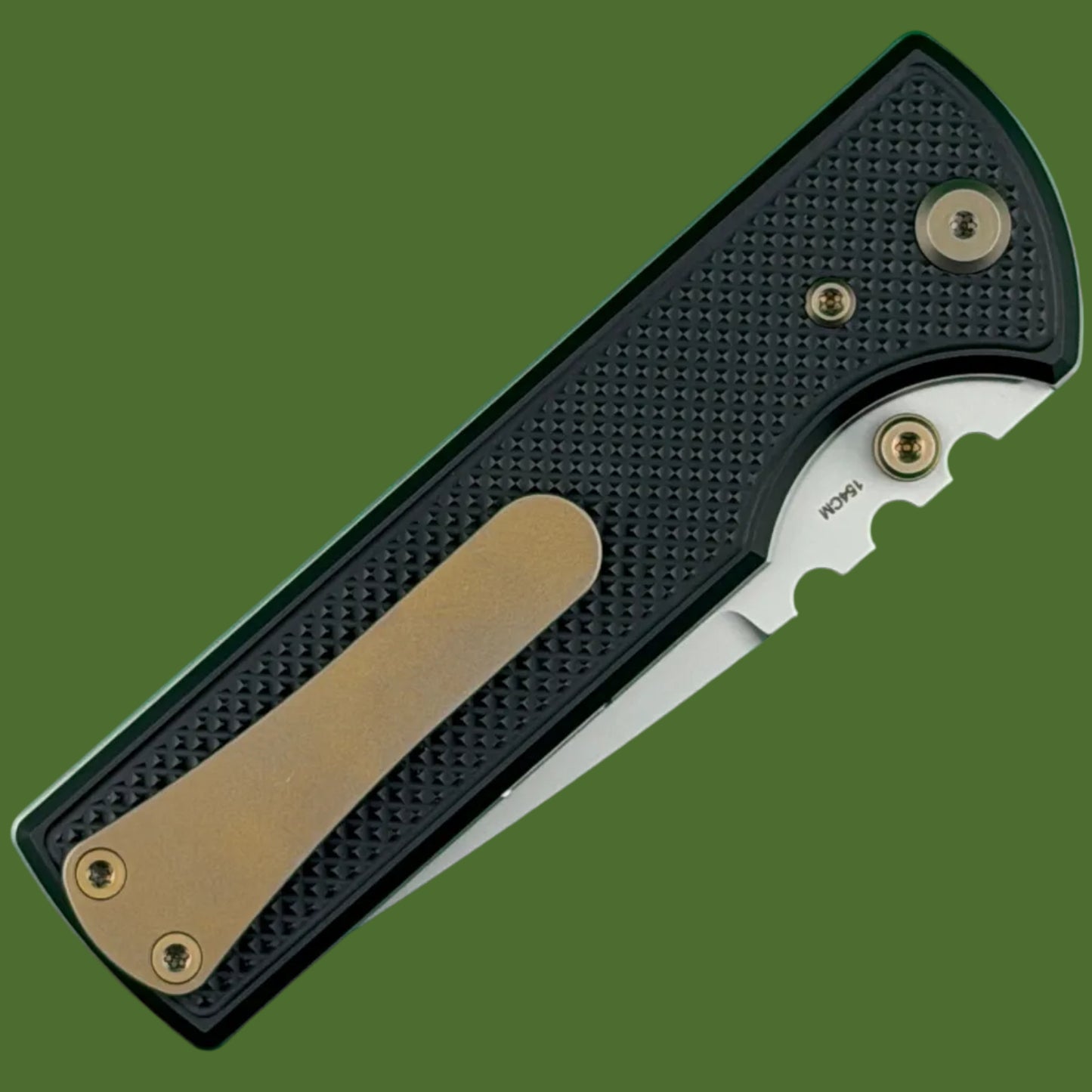 Chaves Blue Label NTAK Liner Lock Black Knurled Aluminum Handles Bronze Hardware (Stonewash Drop Point)