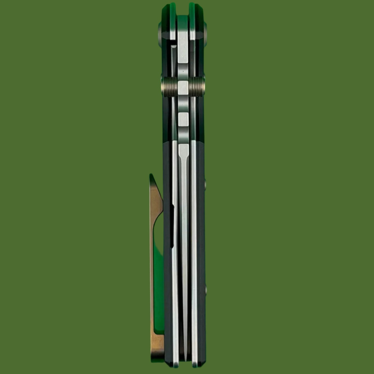 Chaves Blue Label NTAK Liner Lock Black Knurled Aluminum Handles Bronze Hardware (Stonewash Drop Point)