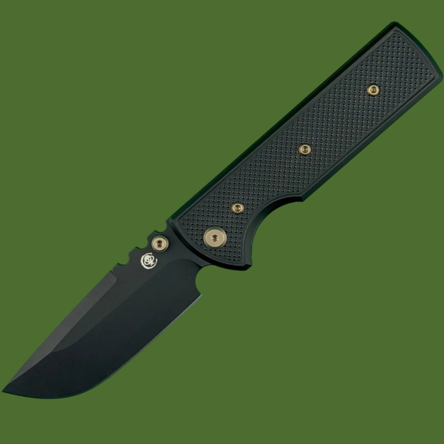 Chaves Blue Label NTAK Liner Lock Black Knurled Aluminum Handles Bronze Hardware (Black Drop Point)