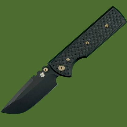 Chaves Blue Label NTAK Liner Lock Black Knurled Aluminum Handles Bronze Hardware (Black Drop Point)