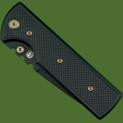 Chaves Blue Label NTAK Liner Lock Black Knurled Aluminum Handles Bronze Hardware (Black Drop Point)
