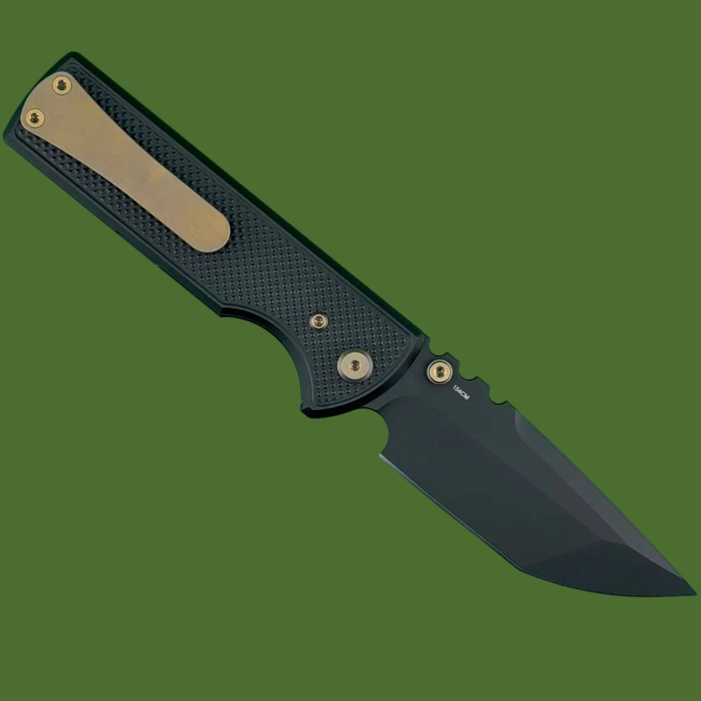 Chaves Blue Label NTAK Liner Lock Black Knurled Aluminum Handles Bronze Hardware (Black Tanto)