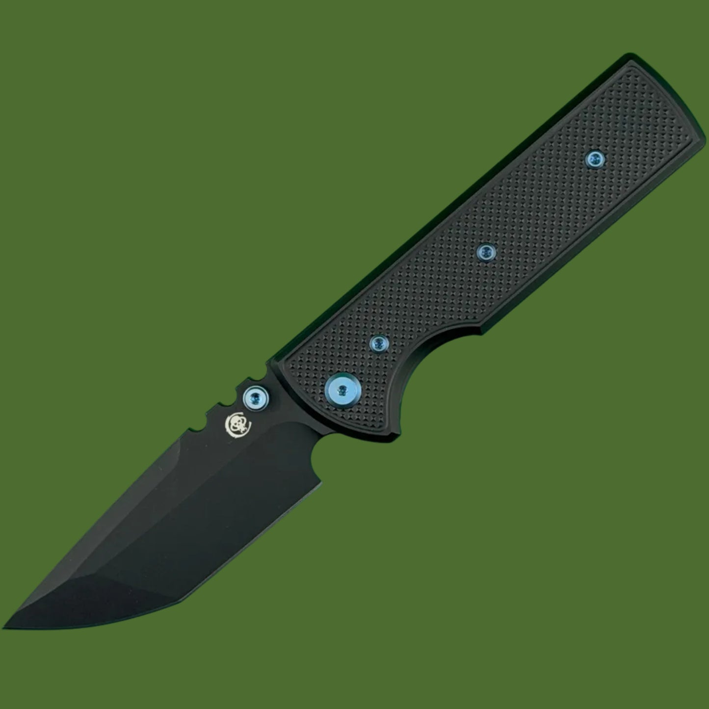 Chaves Blue Label NTAK Liner Lock Black Knurled Aluminum Handles Blue Hardware (Black Tanto)