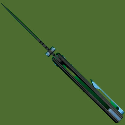 Chaves Blue Label NTAK Liner Lock Black Knurled Aluminum Handles Blue Hardware (Black Drop Point)