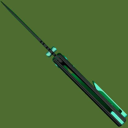 Chaves Blue Label NTAK Liner Lock Black Knurled Aluminum Handles Green Hardware (Black Tanto)