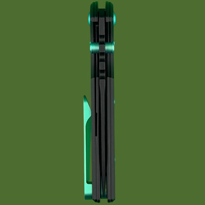 Chaves Blue Label NTAK Liner Lock Black Knurled Aluminum Handles Green Hardware (Black Tanto)