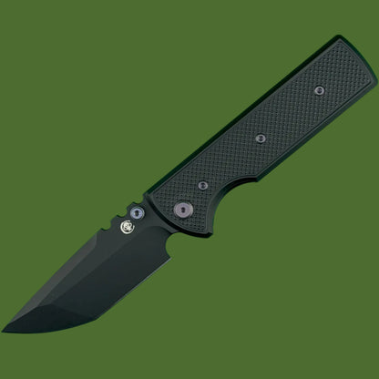 Chaves Blue Label NTAK Liner Lock Black Knurled Aluminum Handles Purple Hardware (Black Tanto)