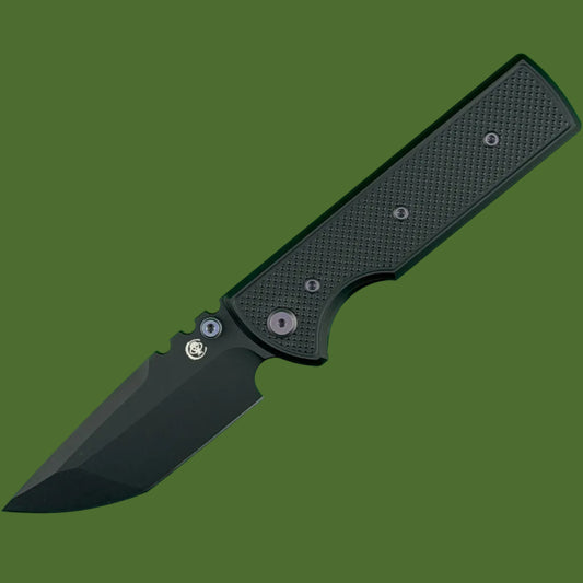Chaves Blue Label NTAK Liner Lock Black Knurled Aluminum Handles Purple Hardware (Black Tanto)