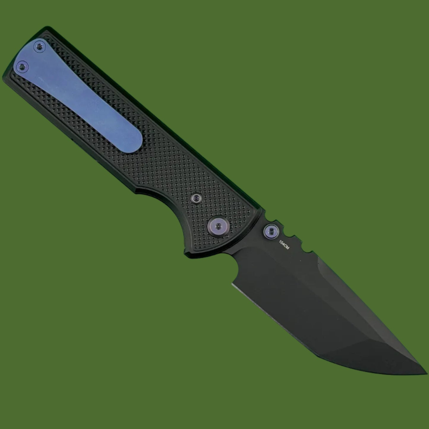 Chaves Blue Label NTAK Liner Lock Black Knurled Aluminum Handles Purple Hardware (Black Tanto)