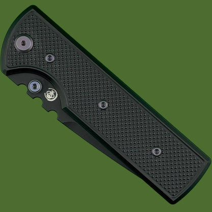 Chaves Blue Label NTAK Liner Lock Black Knurled Aluminum Handles Purple Hardware (Black Tanto)