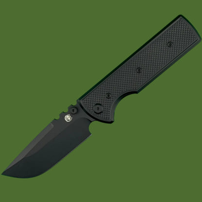 Chaves Blue Label NTAK Liner Lock Black Knurled Aluminum Handles Black Hardware (Black Drop Point)
