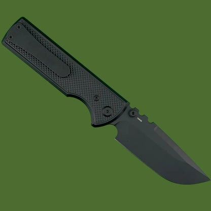 Chaves Blue Label NTAK Liner Lock Black Knurled Aluminum Handles Black Hardware (Black Drop Point)
