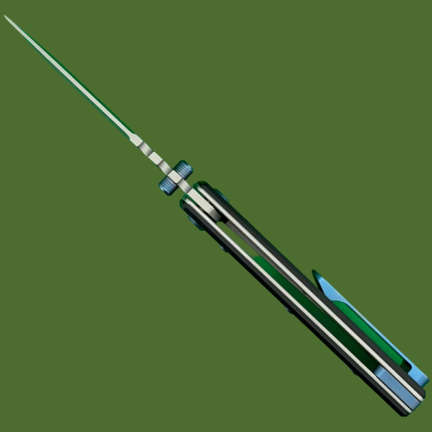 Chaves Blue Label NTAK Liner Lock Black Knurled Aluminum Handles Blue Hardware (Stonewash Drop Point)
