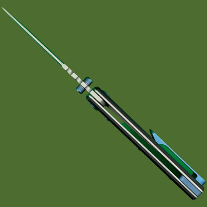 Chaves Blue Label NTAK Liner Lock Black Knurled Aluminum Handles Blue Hardware (Stonewash Drop Point)