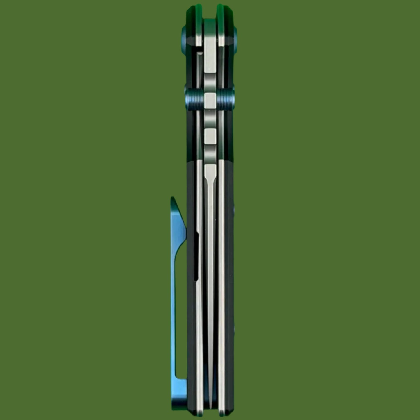 Chaves Blue Label NTAK Liner Lock Black Knurled Aluminum Handles Blue Hardware (Stonewash Drop Point)