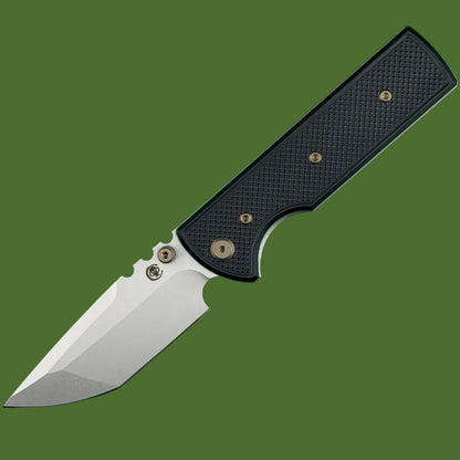 Chaves Blue Label NTAK Liner Lock Black Knurled Aluminum Handles Bronze Hardware (Stonewash Tanto)