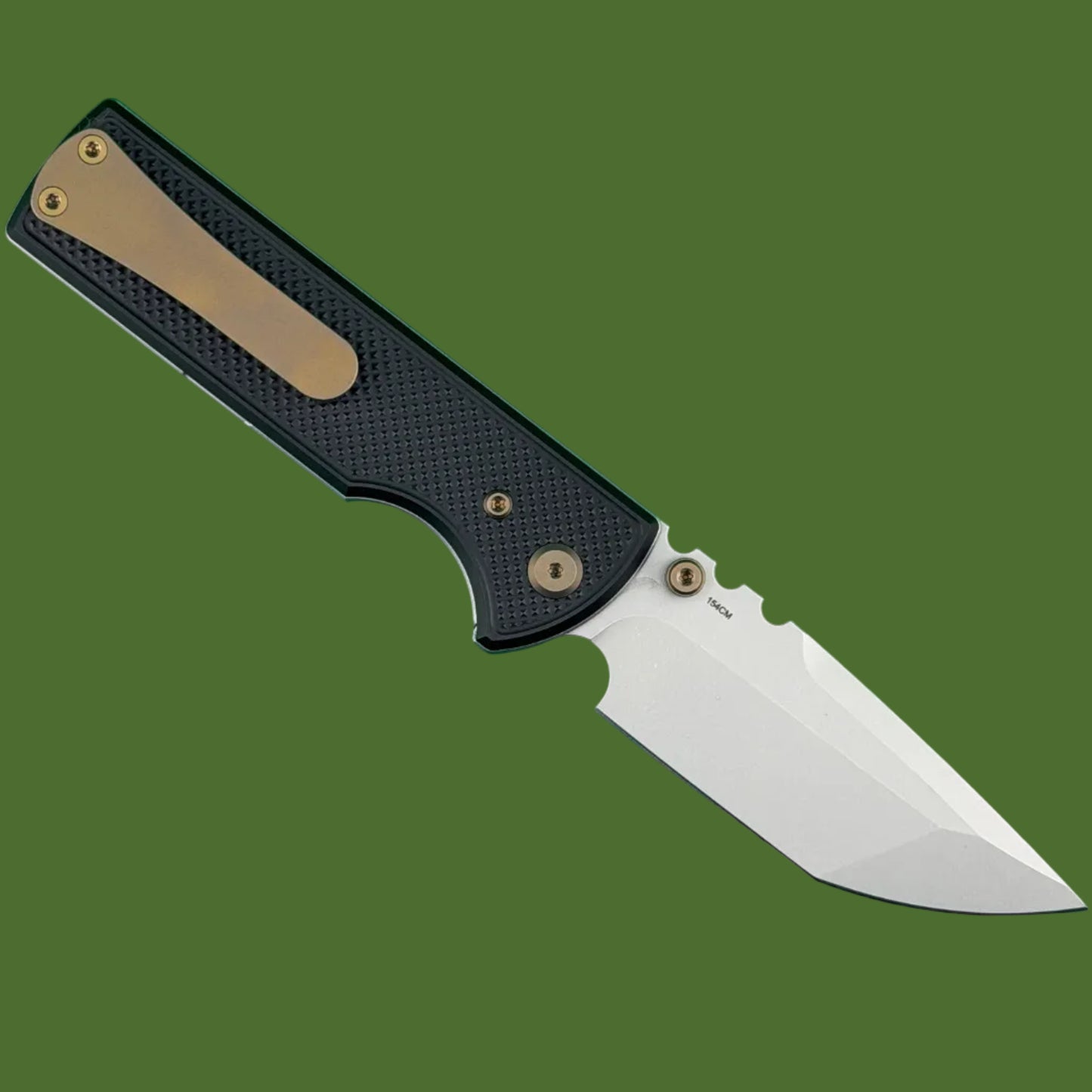 Chaves Blue Label NTAK Liner Lock Black Knurled Aluminum Handles Bronze Hardware (Stonewash Tanto)