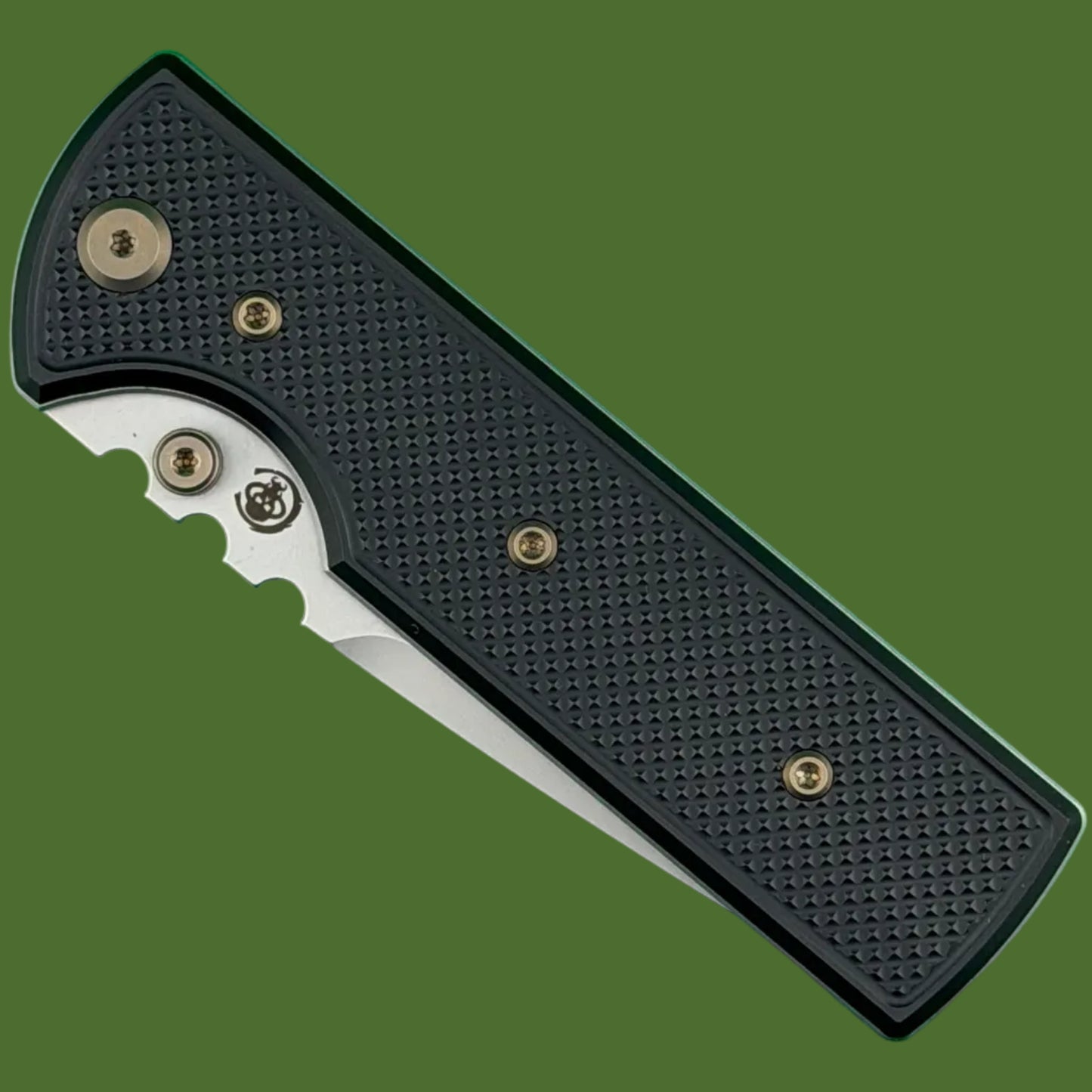 Chaves Blue Label NTAK Liner Lock Black Knurled Aluminum Handles Bronze Hardware (Stonewash Tanto)