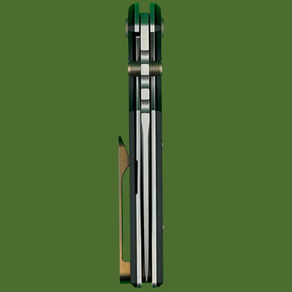 Chaves Blue Label NTAK Liner Lock Black Knurled Aluminum Handles Bronze Hardware (Stonewash Tanto)