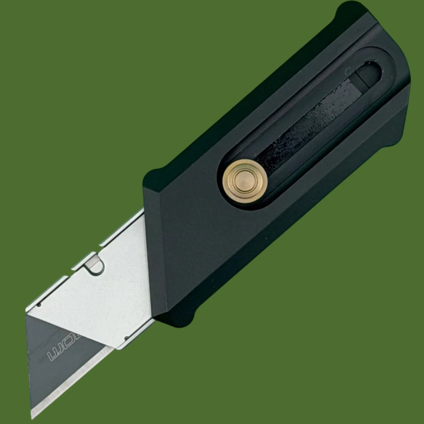 Chaves Blue Label CHUB Slipper Utility Knife Black Aluminum Stonewash Blade Carrier Bronze Hardware