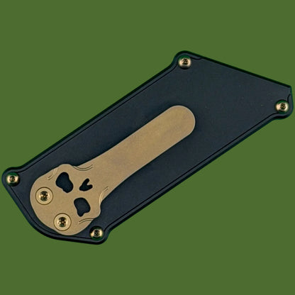 Chaves Blue Label CHUB Slipper Utility Knife Black Aluminum Stonewash Blade Carrier Bronze Hardware