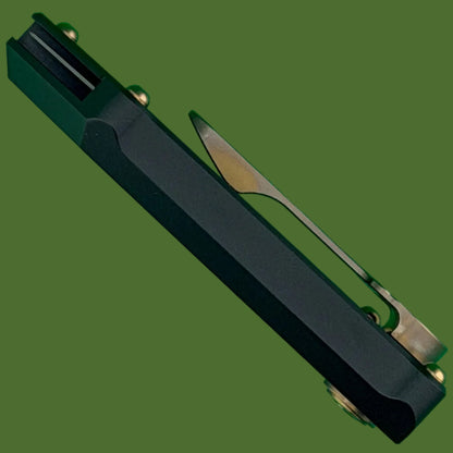 Chaves Blue Label CHUB Slipper Utility Knife Black Aluminum Stonewash Blade Carrier Bronze Hardware