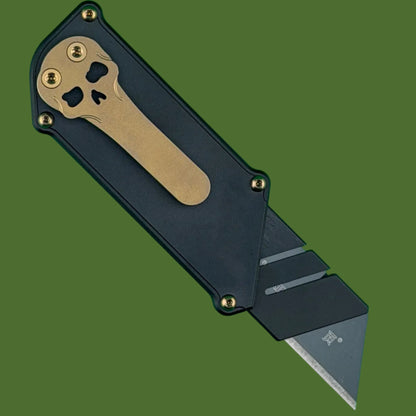 Chaves Blue Label CHUB Slipper Utility Knife Black Aluminum PVD Blade Carrier Bronze Hardware