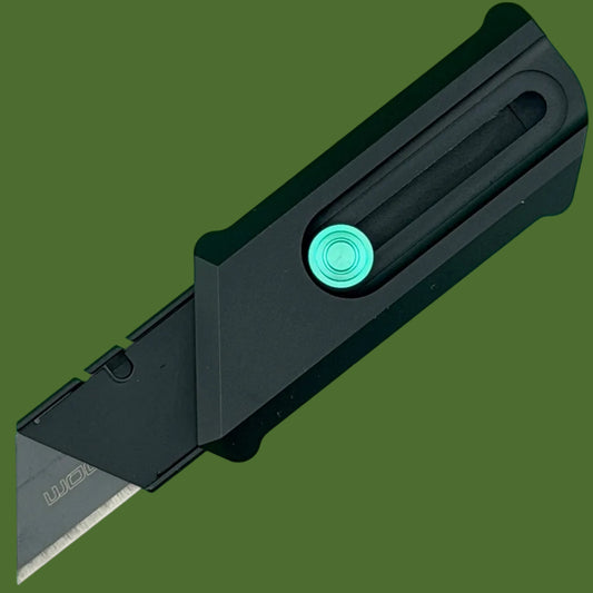 Chaves Blue Label CHUB Slipper Utility Knife Black Aluminum PVD Blade Carrier Green Hardware