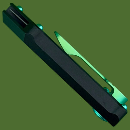 Chaves Blue Label CHUB Slipper Utility Knife Black Aluminum PVD Blade Carrier Green Hardware