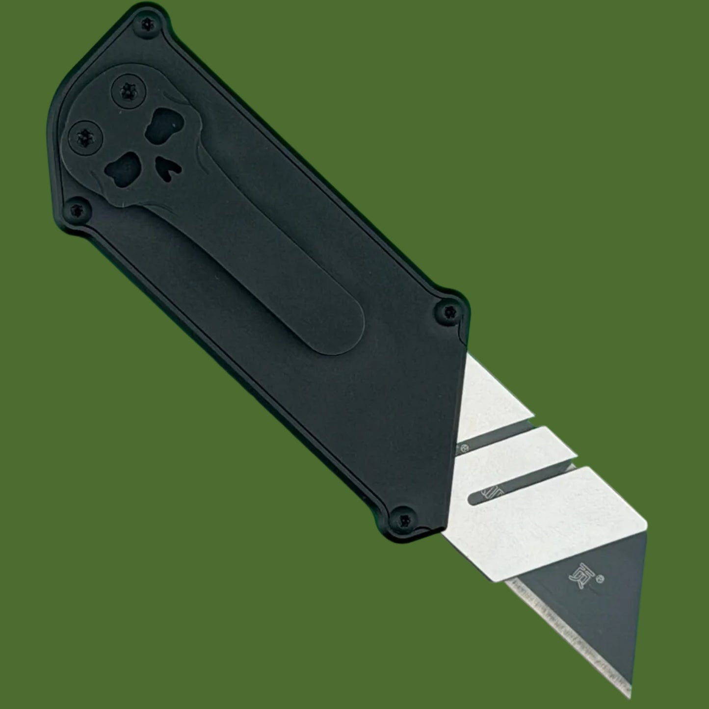 Chaves Blue Label CHUB Slipper Utility Knife Black Aluminum Stonewash Blade Carrier Black Hardware