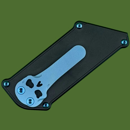 Chaves Blue Label CHUB Slipper Utility Knife Black Aluminum Stonewash Blade Carrier Blue Hardware