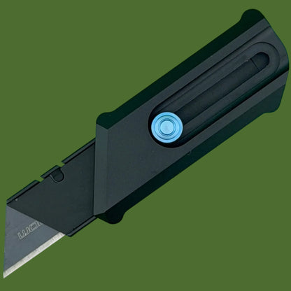 Chaves Blue Label CHUB Slipper Utility Knife Black Aluminum PVD Blade Carrier Blue Hardware