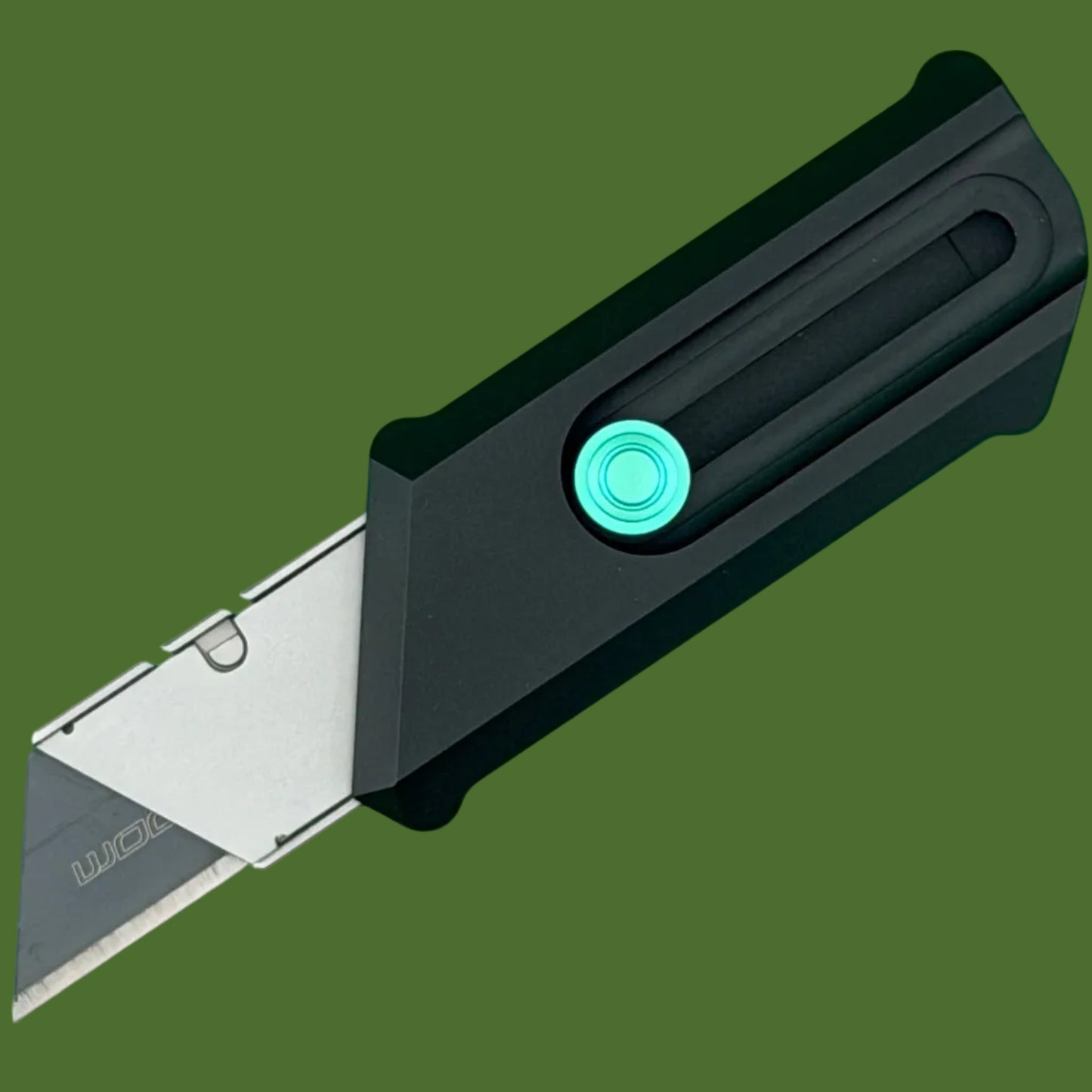 Chaves Blue Label CHUB Slipper Utility Knife Black Aluminum Stonewash Blade Carrier Green Hardware