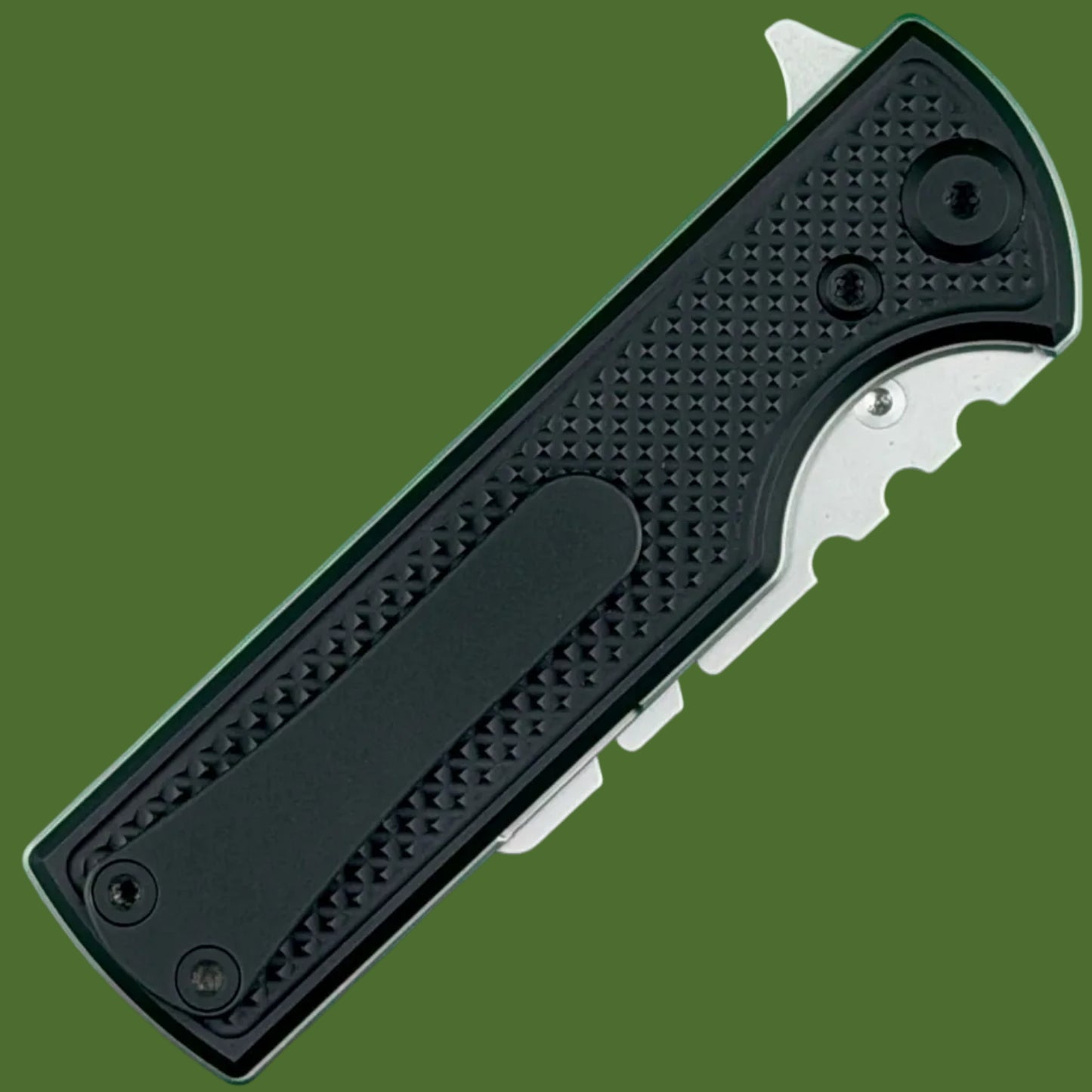 Chaves Blue Label CHUB Flipper Utility Knife Black Knurled Aluminum Stonewash Blade Carrier Black Hardware