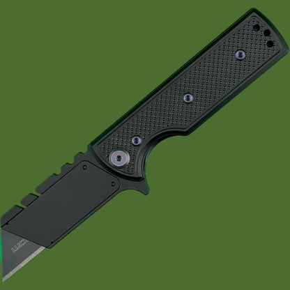 Chaves Blue Label CHUB Flipper Utility Knife Black Knurled Aluminum PVD Blade Carrier Purple Hardware