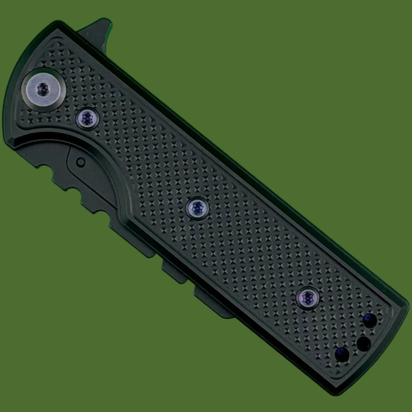 Chaves Blue Label CHUB Flipper Utility Knife Black Knurled Aluminum PVD Blade Carrier Purple Hardware
