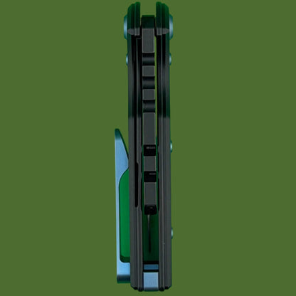 Chaves Blue Label CHUB Flipper Utility Knife Black Knurled Aluminum PVD Blade Carrier Blue Hardware