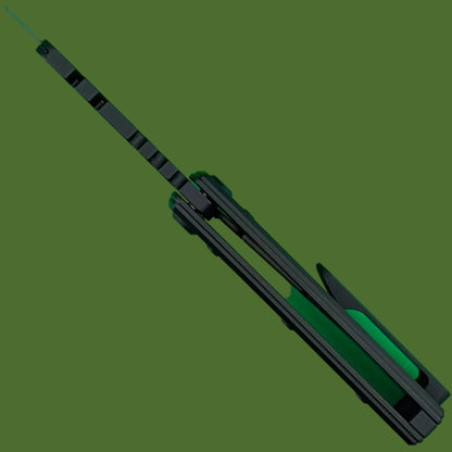Chaves Blue Label CHUB Flipper Utility Knife Black Knurled Aluminum PVD Blade Carrier Black Hardware